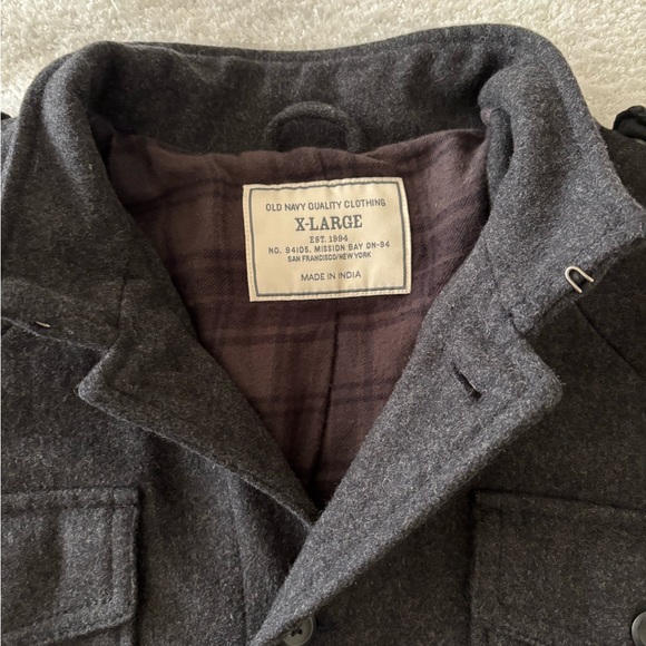 Old Navy Men’s Charcoal Wool Blend Coat Size XL - Picture 4 of 10